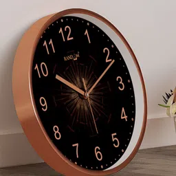 RANDOM Black & Brown Printed Round Contemporary Analogue Wall Clock-13