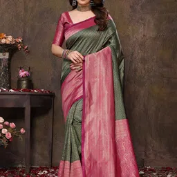 KALINI Woven Design Zari Silk Blend kanjeevaram Saree-32