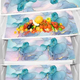 Aura 4-Pcs Blue & Pink Printed Water Proof Fridge Mats-11