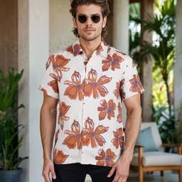 Celio Men Classic Regular Fit Floral Printed Spread Collar Linen Casual Shirt-image-24