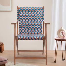 Chumbak Blue and Red Ikkat Bistro Folding Chair-0