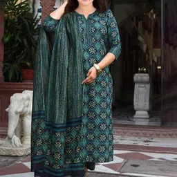 JULEE Girls Printed Regular Pure Cotton Kurta with Pyjamas & With Dupatta-image-15