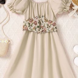 INCLUD Girls Puff Sleeve A-Line Dress-image-46