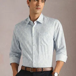 Louis Philippe Men Floral Printed Spread Collar Cotton Formal Shirt-image-66