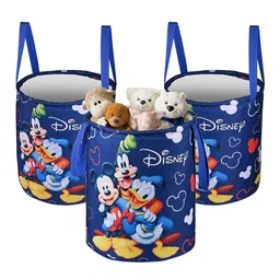 Kuber Industries Blue 3 Pieces Disney Printed Foldable Laundry Bags 45 L Each-18