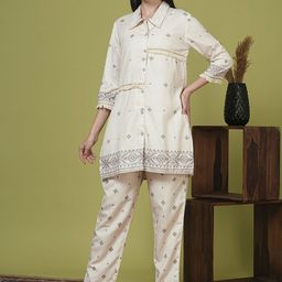 FASHOR Woven Design Top With Trouser Co-Ords-image-4