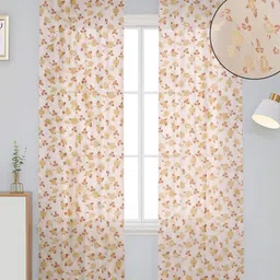 B' Decorlish Gold-Toned & White Set of 2 Floral Sheer Door Curtain-46