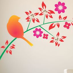 LANSTICK Pink Tree With Birds Self-Adhesive Wall Sticker-image-92