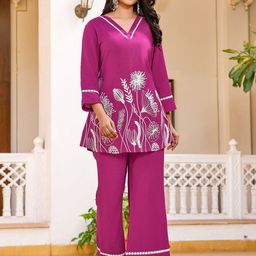 Moda Rapido Embroidered V-Neck Tunic & Trouser-image-51