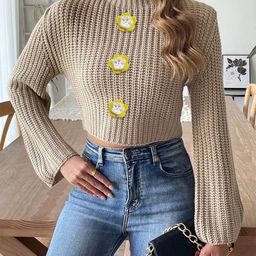 StyleCast Women Cable Knit Crop Pullover with Embroidered Detail-image-18