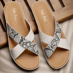 NATSHUZ Printed Open Toe Flats-41