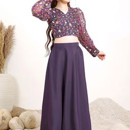 Inddus Girls Embroidered Thread Work Ready to Wear Lehenga &-image-58