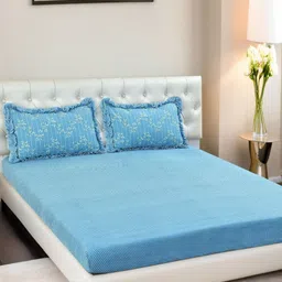 Innovative Edge Blue Floral 160 TC King Bedsheet with 2 Pillow Covers-image-18