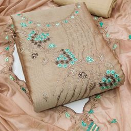 HERE&NOW Floral Embroidered Sequinned Unstitched Dress Material-image-95