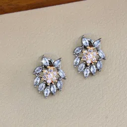 PRIVIU American Diamond Studded Floral Shaped Studs-33