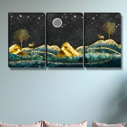 Myntra Elegant Homes Black & Gold-Toned 3 Pieces Night Vision Wall Art-image-26