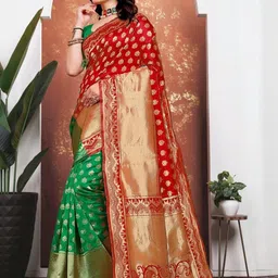 KANOODA Ethnic Motifs Woven Design Zari Jacquard Banarasi Saree-picture-42