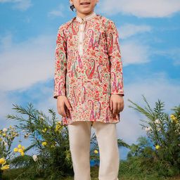 VASTRAMAY Boys Ethnic Motifs Printed Regular Kurta with Pyjamas-3