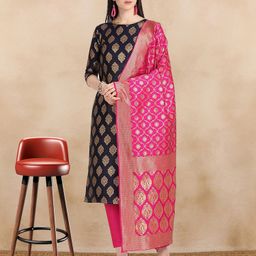 KALINI Printed Art Silk Unstitched Dress Material-image-75