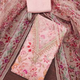 Maroosh Floral Printed Sequinned Organza Unstitched Dress Material-image-57