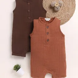 COT & CANDY Infant Girls Pack Of 2 Organic Cotton Rompers-image-90
