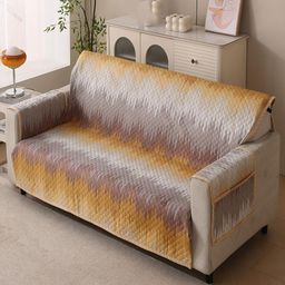 HOUSE OF QUIRK Abstract Printed Anti-Slip Reversible 4 Seater Sofa Cover With Arms-picture-38
