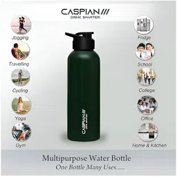 Caspian Green & White Single Stainless Steel Printed Single Wall Vacuum Water Bottle-8