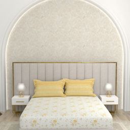 Pure Decor Yellow & White Floral 330 TC Queen Bedsheet with 2 Pillow Covers-picture-18