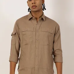 beevee Men New Fit Spread Collar Solid Cotton Casual Shirt-image-78