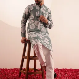 Anouk Men Floral Printed Regular Kurta with Pyjamas image 4