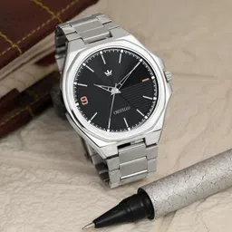CRESTELLO Men Dial & Stainless Steel Bracelet Style Straps Analogue Watch CR-GR043-BLK-CH-image-76