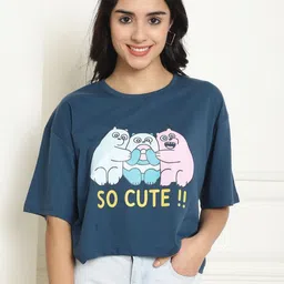 Dreambe Women Graphic Printed Round Neck Cotton Relaxed Fit T-shirt-picture-26