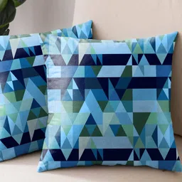 Aura Blue & Navy Blue Set of 2 Abstract Square Cushion Covers-image-16