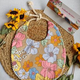 Choko Floral Printed Cotton Bib & Headband Set-image-73