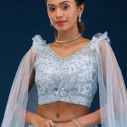 Koskii Embellished Sequinned Net Ready to Wear Lehenga & Blouse With Dupatta image 4