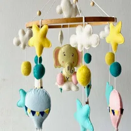 BABBLE WRAP Hand Stitch Nursery Musical Cot Crib Mobile Musical Toy-9
