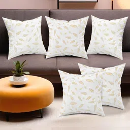 RUBOXA White Set of 5 Abstract Velvet Square Cushion Covers-21