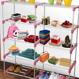 Decent Hut Pink 10-Tier Rectangle Stainless Steel Shoe Rack-image-21