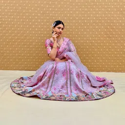 KUNDAN FAB Floral Printed Semi-Stitched Lehenga With Unstitched Blouse & Dupatta image 2