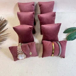 La Trove Pack Of 8 Darkpink Velvet Watch Organizer Pillow-picture-10