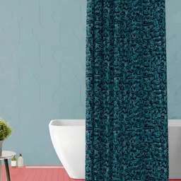 ArtzFolio Blue & Black Printed Waterproof Shower Curtain-16