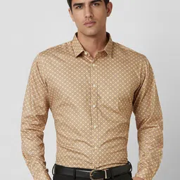V Dot Men Slim Fit Spread Collar Geometric Printed Cotton Casual Shirt-image-90