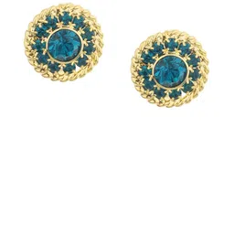 FirstBlush Gold-Plated Cubic Zirconia Stones Studded Circular Shaped Clip On Studs-14