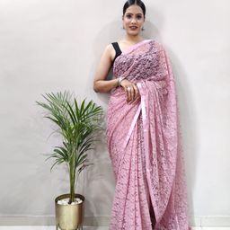 KAYOMMI Woven Design Net Saree-picture-5