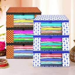 Kuber Industries Blue & Orange 6 Pieces Printed  Drawer Organisers-28