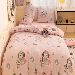 JC HOME Pink Polycotton Double Extra Large Regular Bedding Set-32