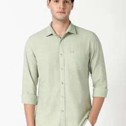 Peter England Casuals Men Spread Collar Solid Cotton Slim Fit Casual Shirt-image-95