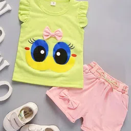 Bold N Elegant Girls Printed Round Neck T-Shirt With Shorts-picture-34