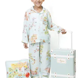 Snuggly Spaces Kids Graphic Printed Night suit-6