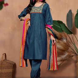 KALINI Women Ethnic Motifs Yoke Design Regular Sequinned Kurta with Salwar & With Dupatta-image-41